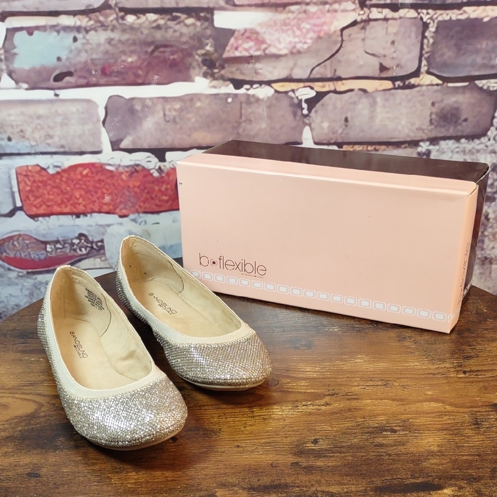 Bandolino Champagne-Gold Sparkle Mesh Ballet Flats
